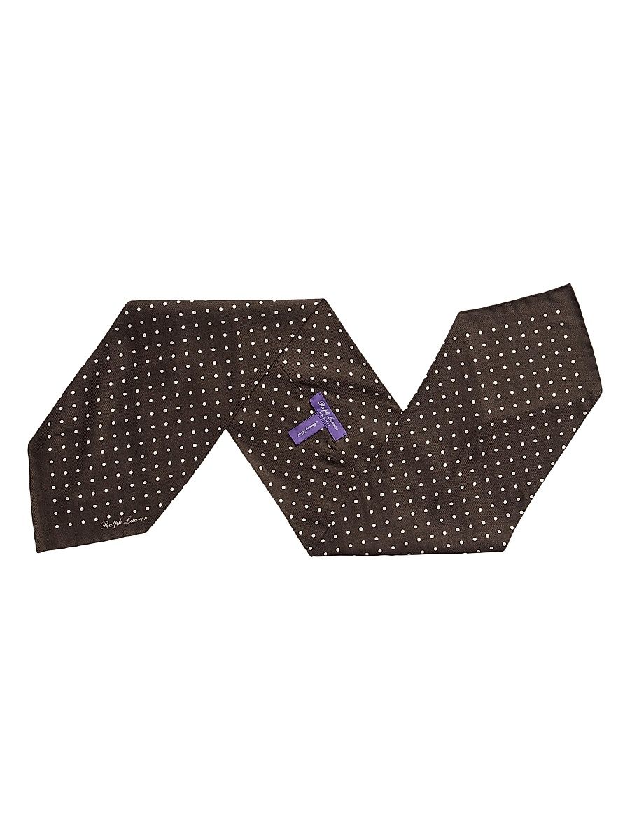Men's Printed Dot Cashmere-Silk Neckerchief Scarf - Luggage Brown