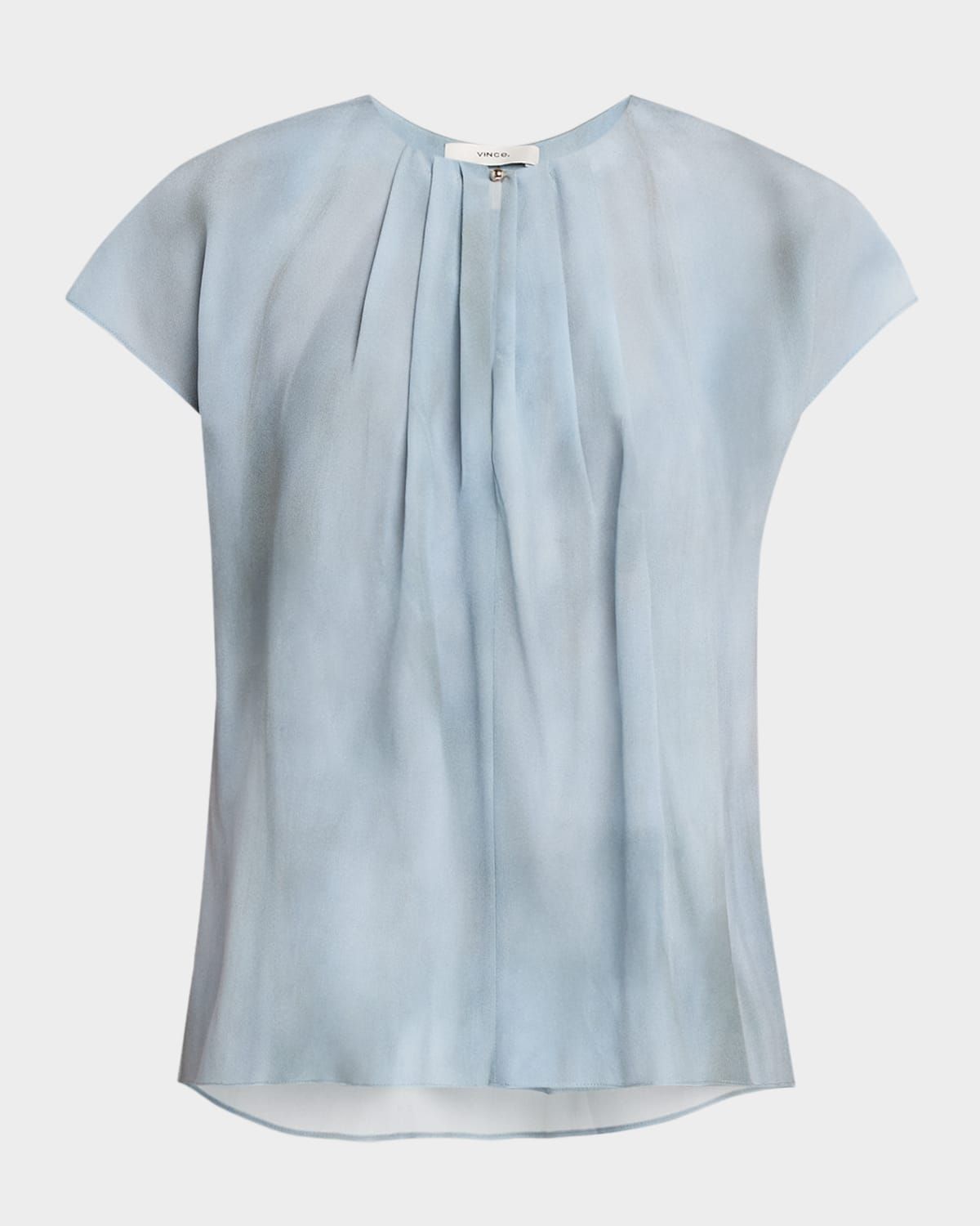 Washed Ombré Silk Cap-Sleeve Blouse