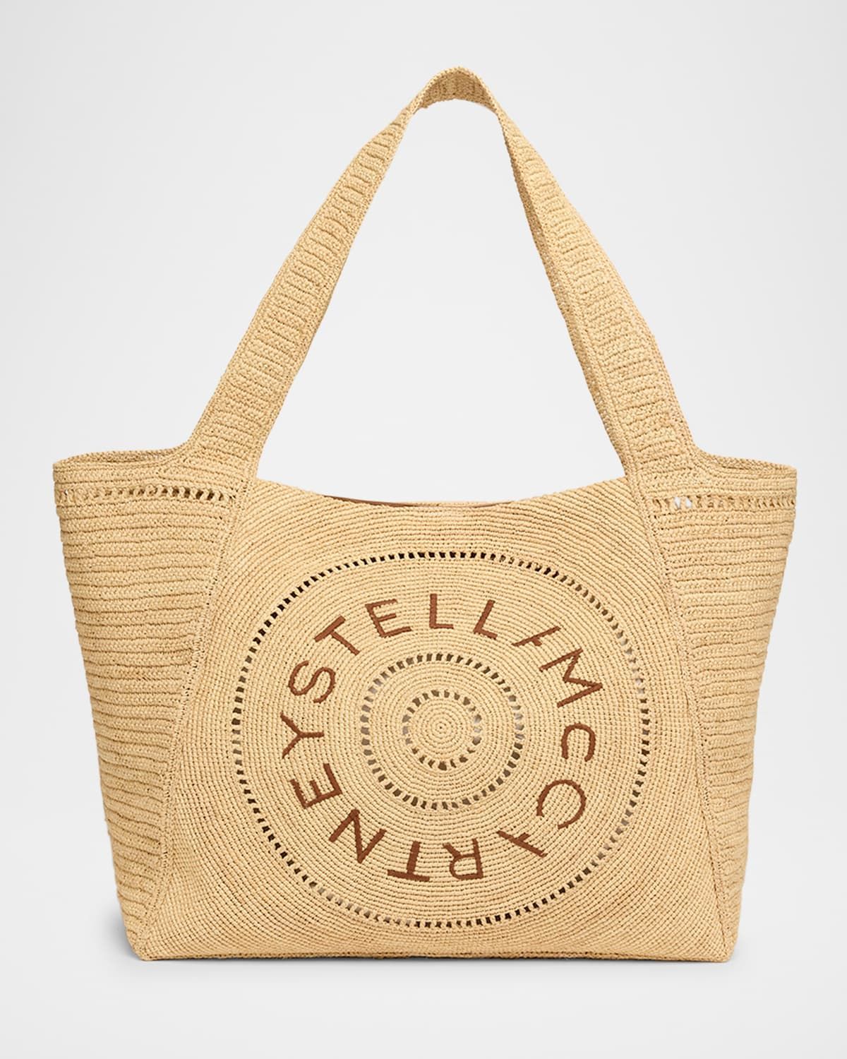 Logo Crochet Raffia Tote Bag