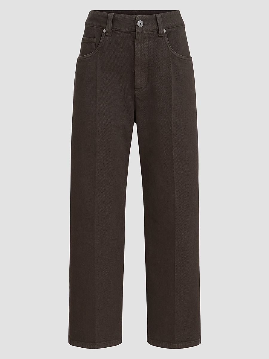 Women's Dyed Denim Contemporary Square Jeans with Monili - Pine Cone Brown - Size 16