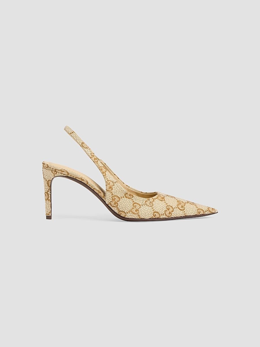 Women's Donna 80MM Embellished GG Slingback Pumps - Vintage Sand - Size 8.5