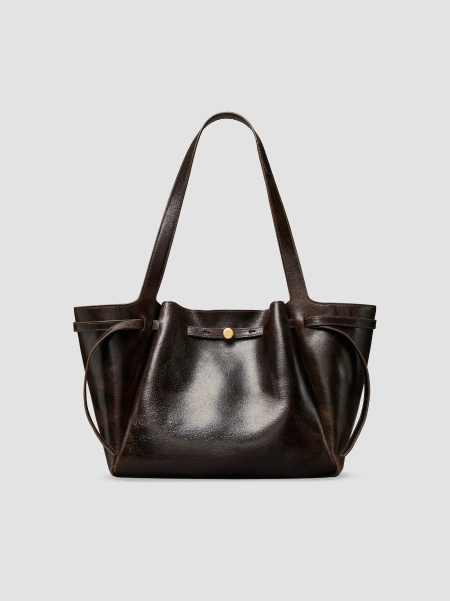 Tory Burch Women's Romy Distressed Leather Tote Bag - Dark Brown