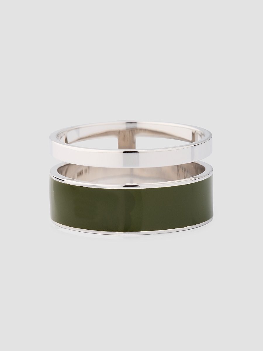 Women's Berbere Chromatic 18K White Gold & Lacquer Double-Band Ring - White Gold - Size 7