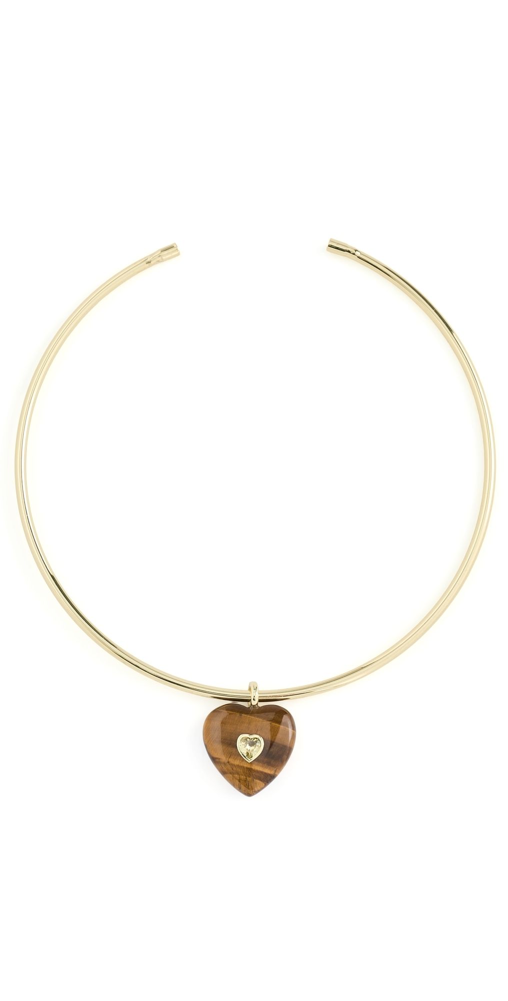 SHASHI Collar Charm Necklace Gold/Tigerseye One Size