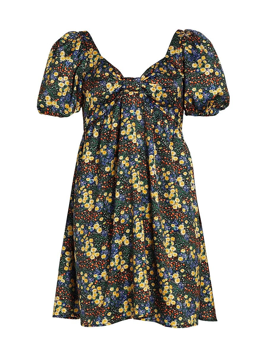 Women's Quinn Floral Puff-Sleeve Minidress - Primary Garden - Size 12