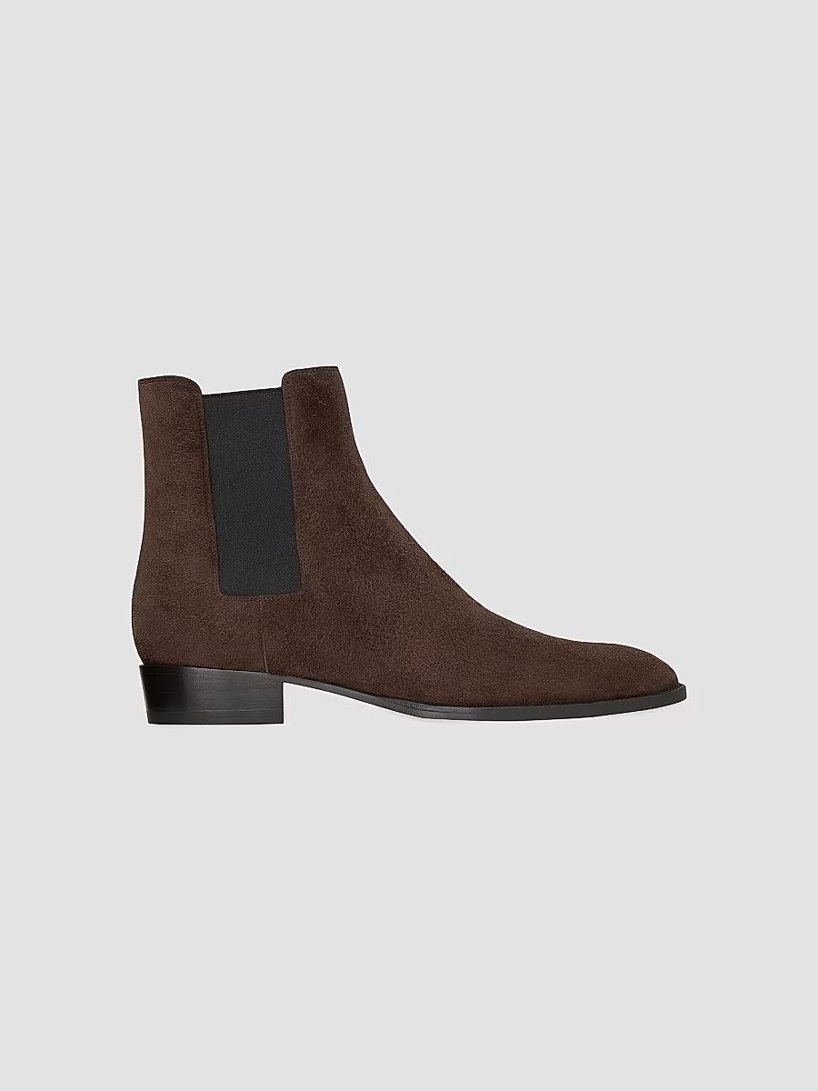 Saint Laurent Men's Wyatt Chelsea Boots in Suede - Dark Chocolate - Size 6.5