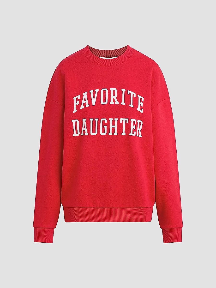 Favorite Daughter Women's Collegiate Oversized Logo Cotton-Blend Sweatshirt - Haute Rouge - Size XS