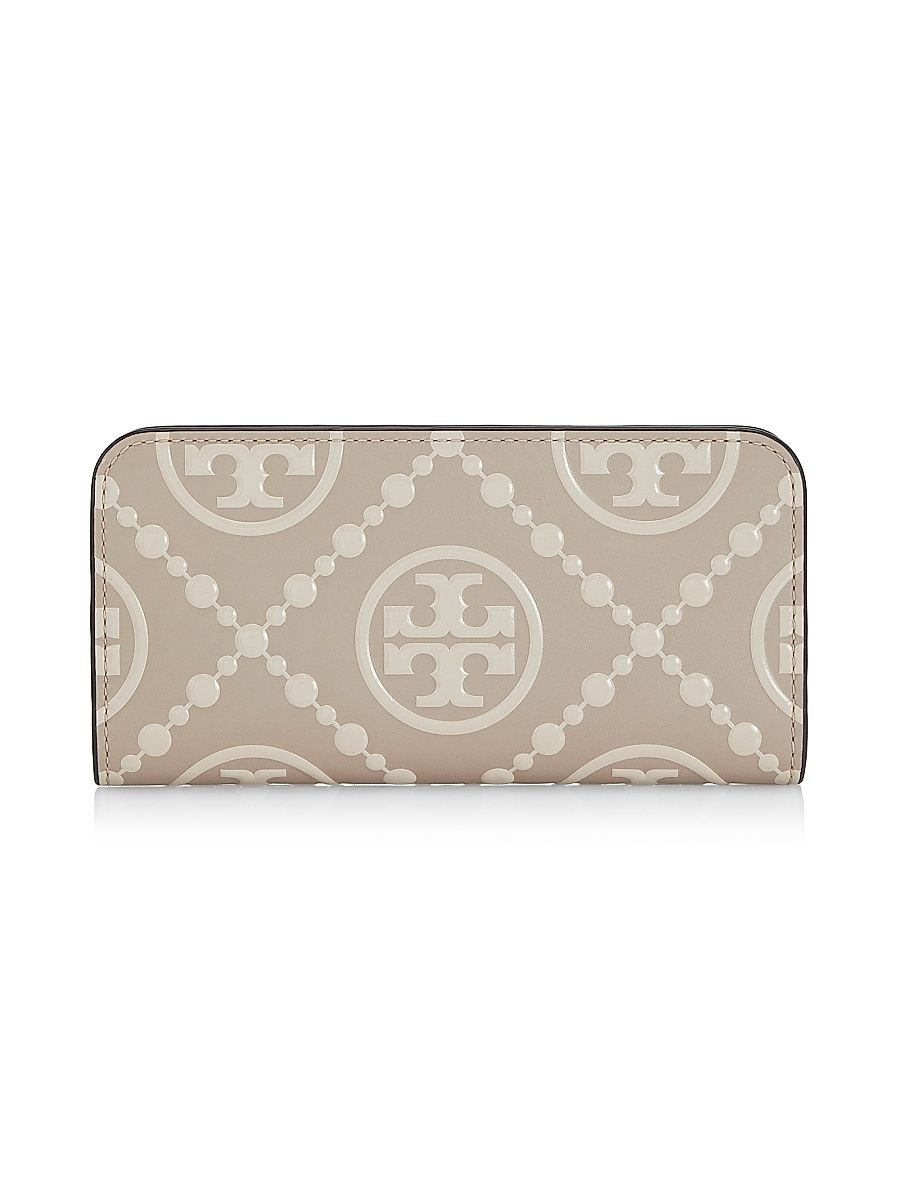 Women's Embossed Monogram Leather Wallet - New Cream