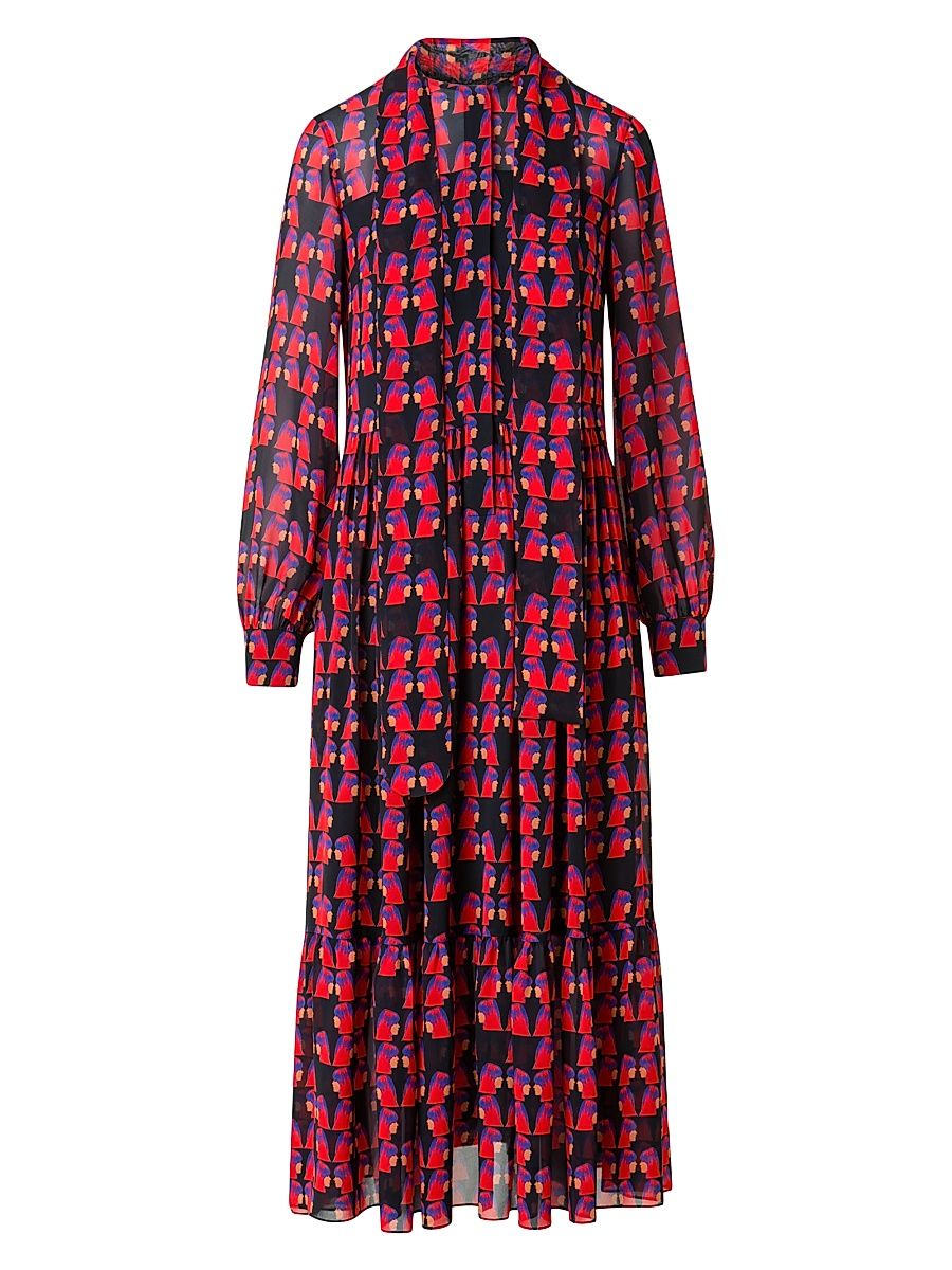 Women's Francoise Hardy Printed Midi-Dress - Black Multicolor - Size 14