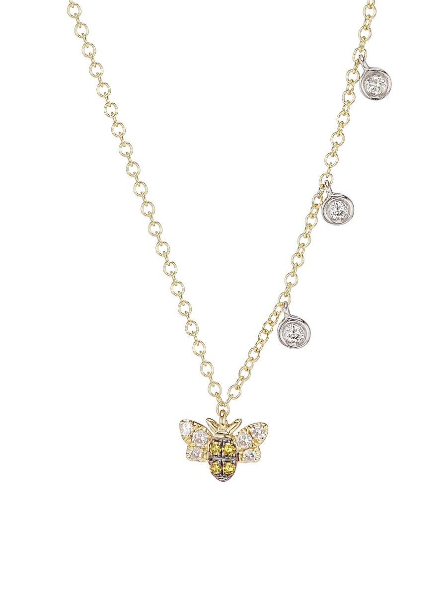 Women's 14K Yellow Gold Bee Diamond Bezel Necklace - Yellow Gold
