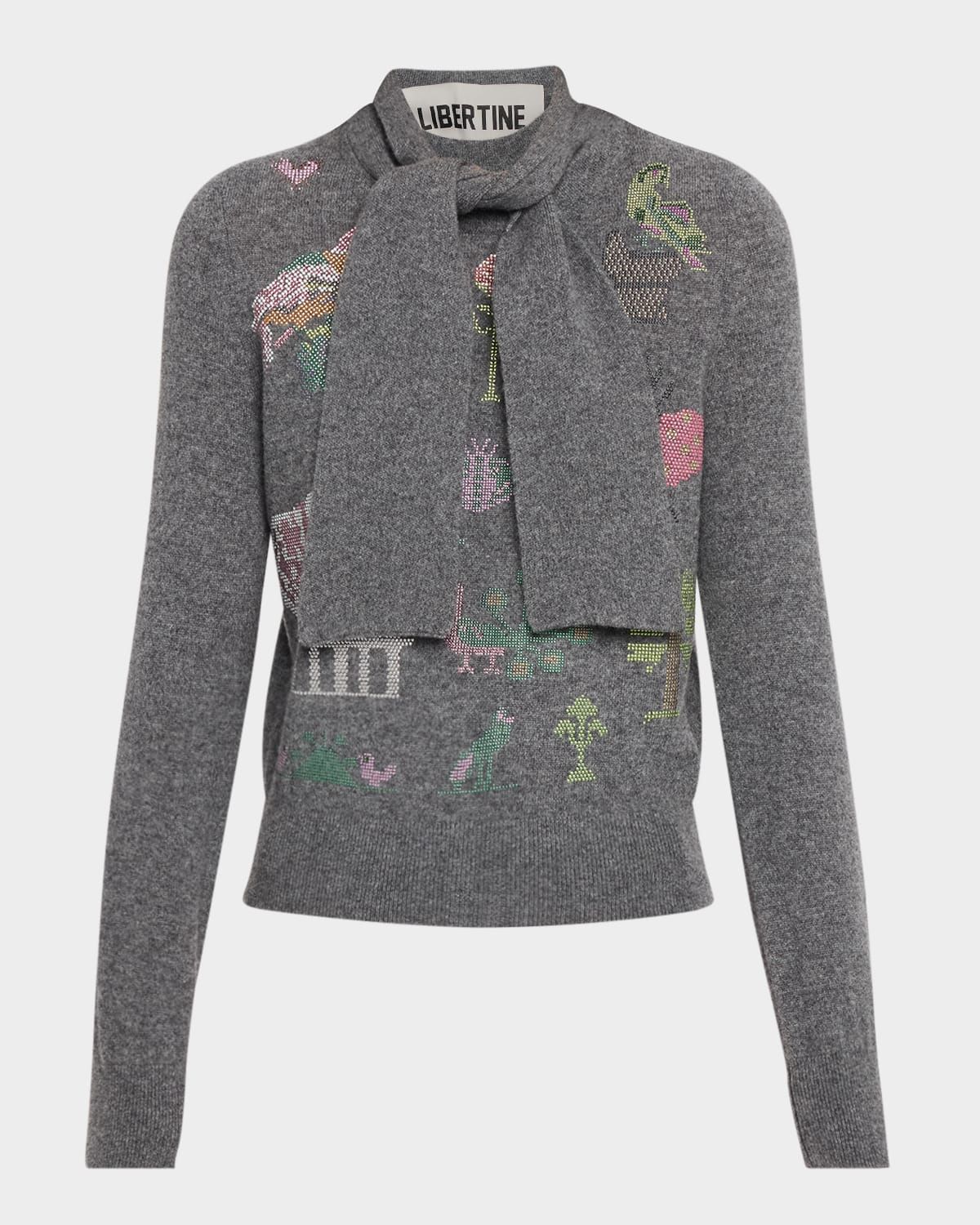 Needlepoint Multi Cashmere Scarf Sweater