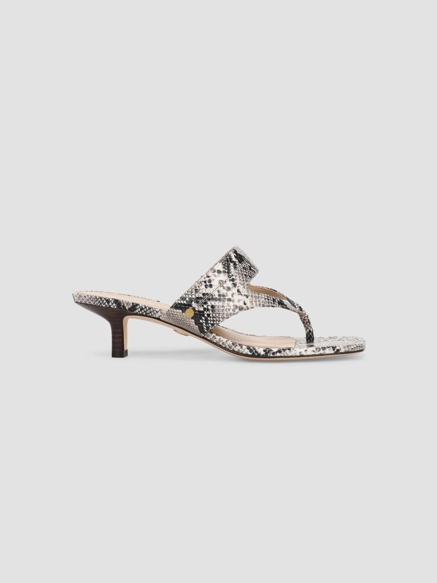 Veronica Beard Women's Shyla 45MM Printed Snake-Embossed Leather Sandals - Black White Multi - Size 10