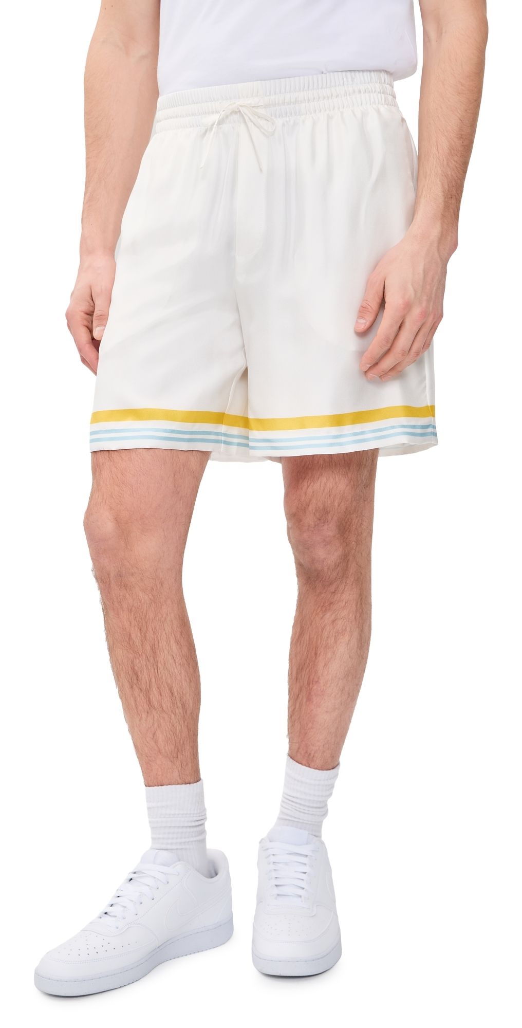 Casablanca Tennis Landscape Silk Shorts White M