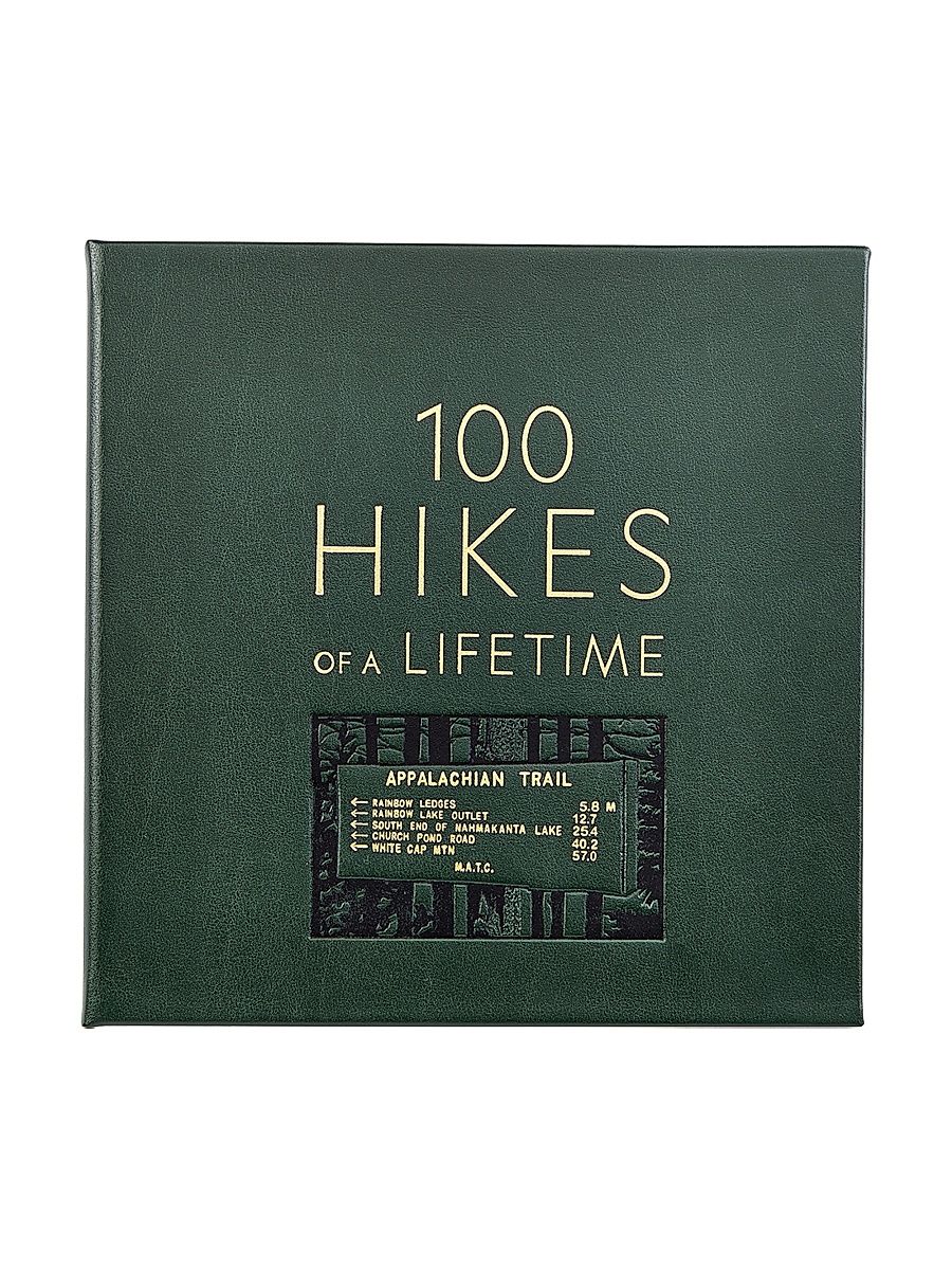 Graphic Image ''100 Hikes Of A Lifetime'' Leather-Bound Book - Green