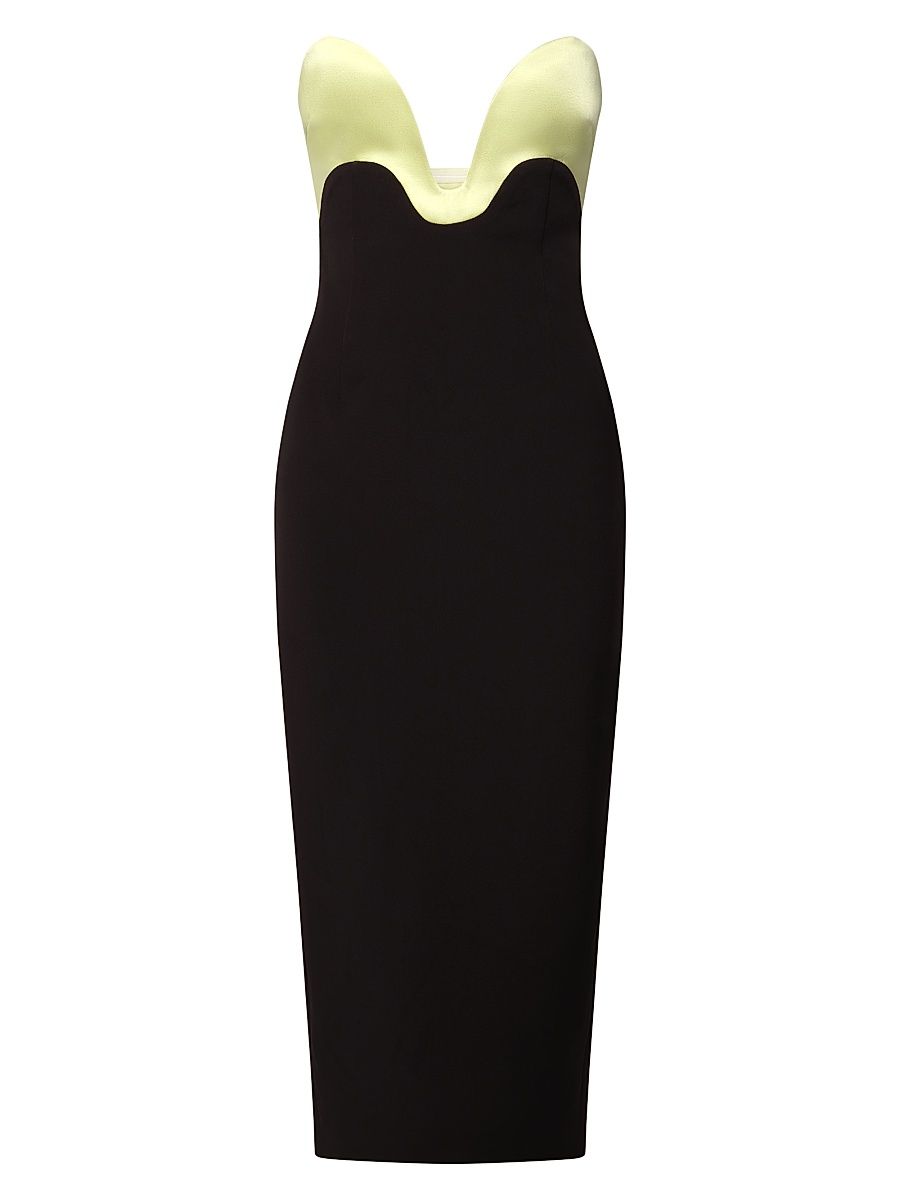 Women's Bridgette Curved Strapless Midi-Dress - Black Celery - Size 12