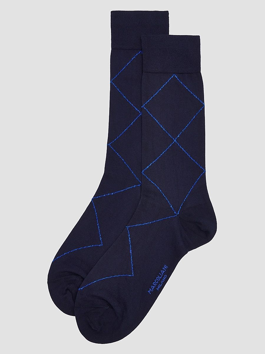 Men's Ombré Argyle Cotton-Nylon Socks - Navy