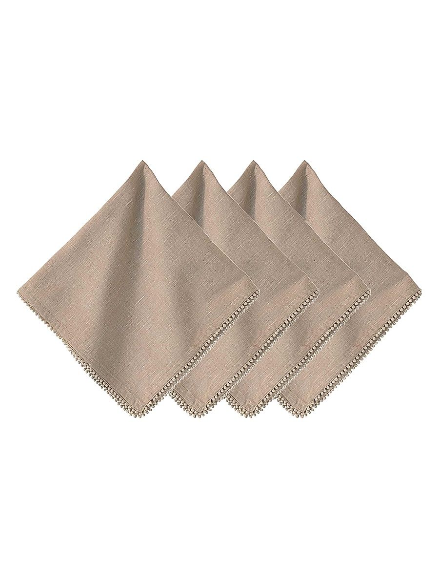 Berry Trim 4-Piece Napkin Set - Flax