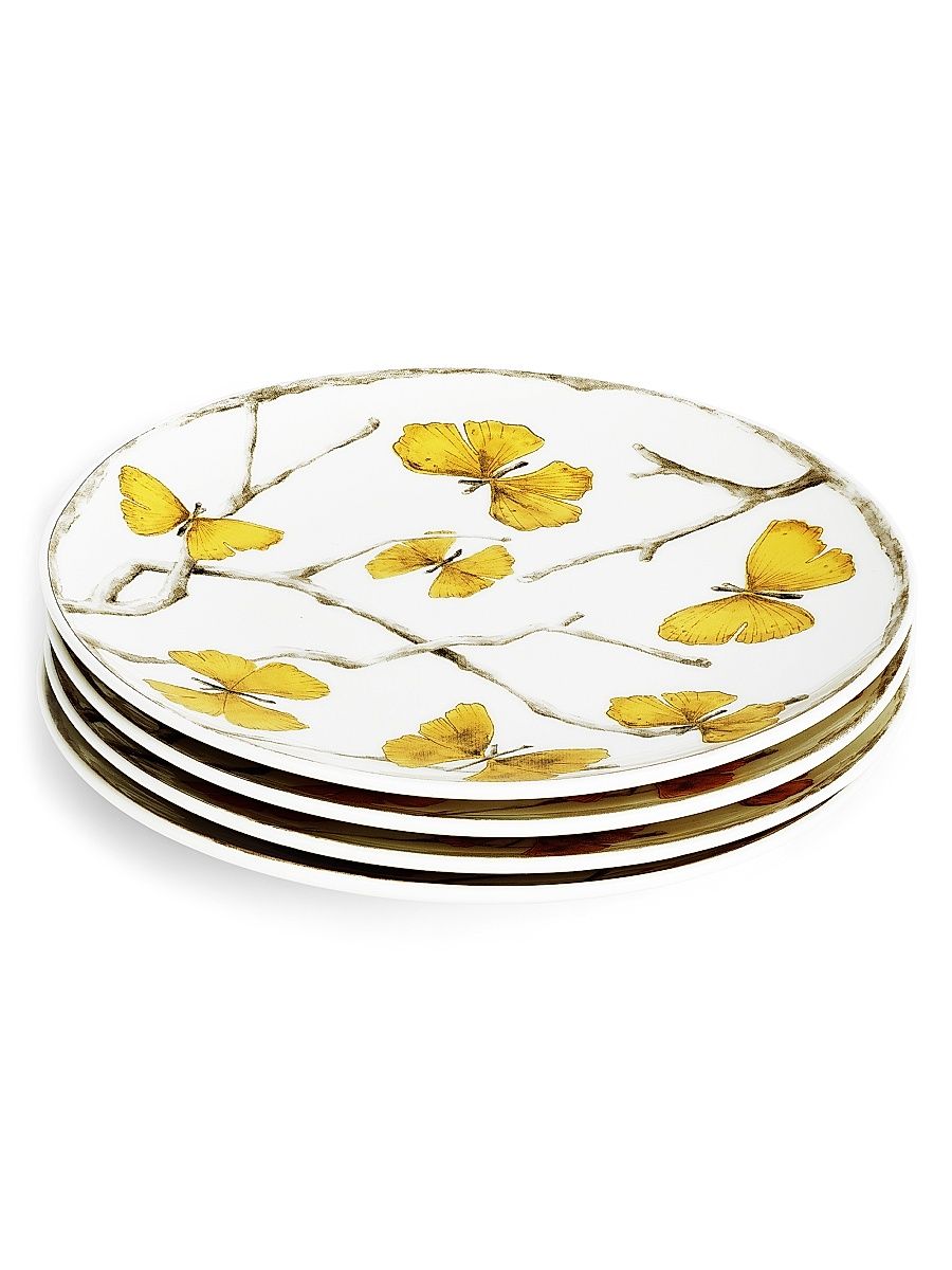 Butterfly Ginkgo Gold Tidbit 4-Piece Plate Set