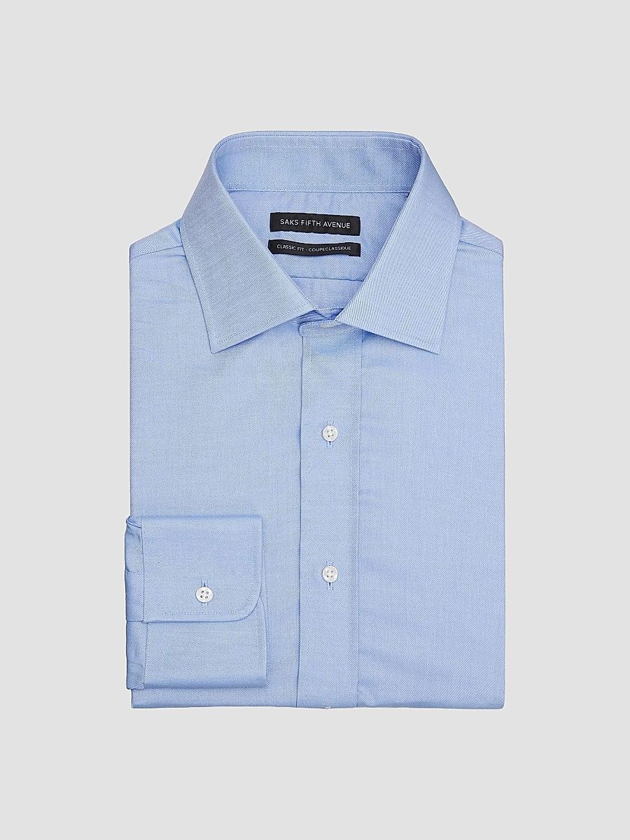 Men's COLLECTION Solid Twill Classic-Fit Shirt - Blue - Size 34