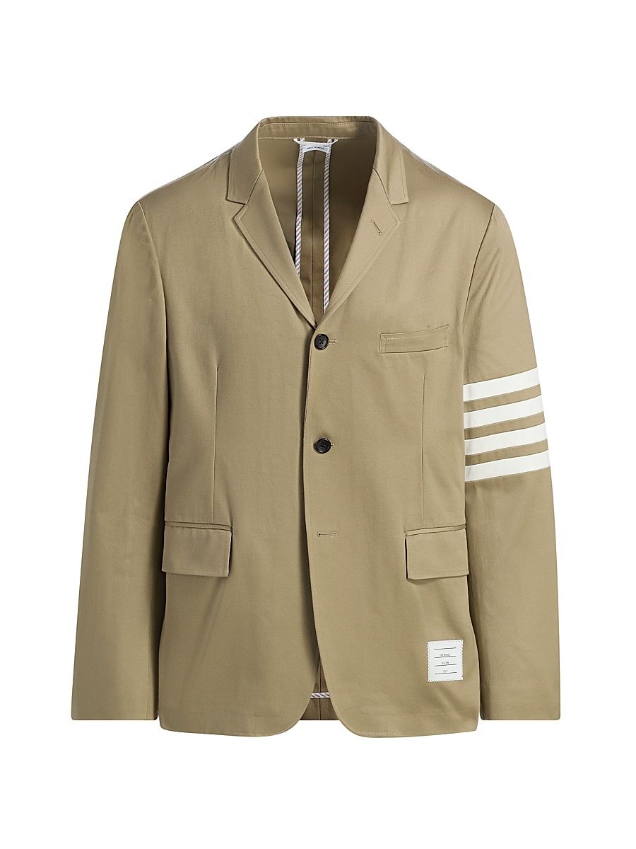 Men's Awning Striped Cotton Jacket - Camel - Size Large
