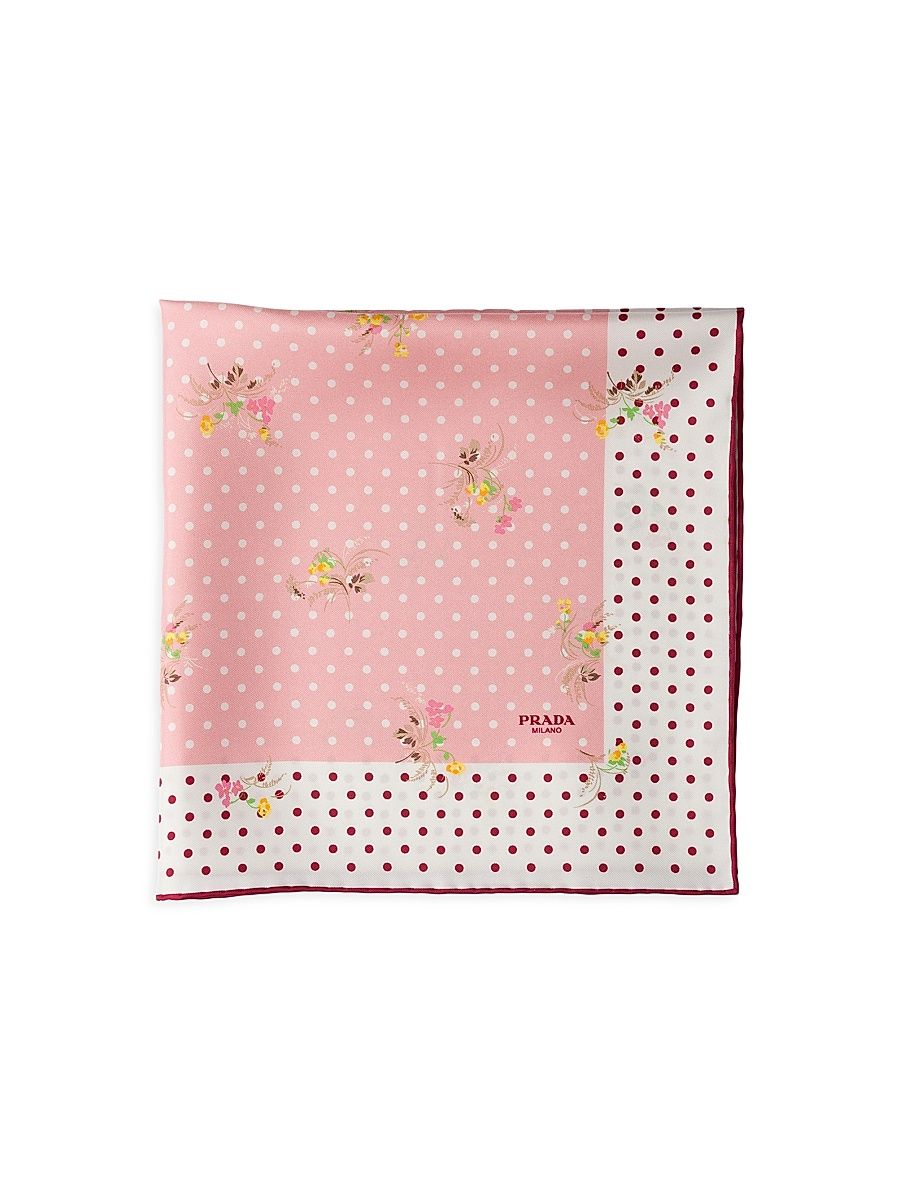 Women's Printed Silk Twill Scarf - Pink