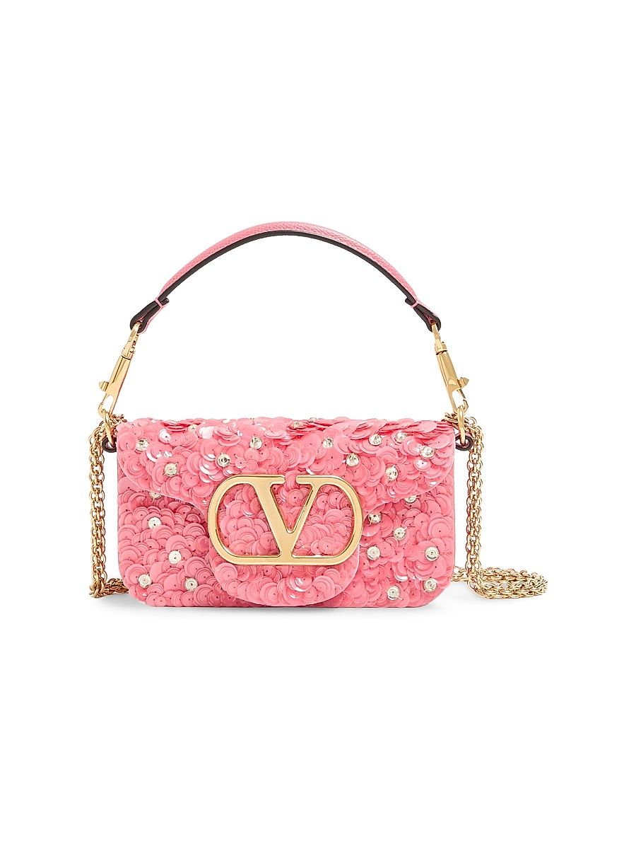 Women's Locò Small Embroidered Shoulder Bag - Pink