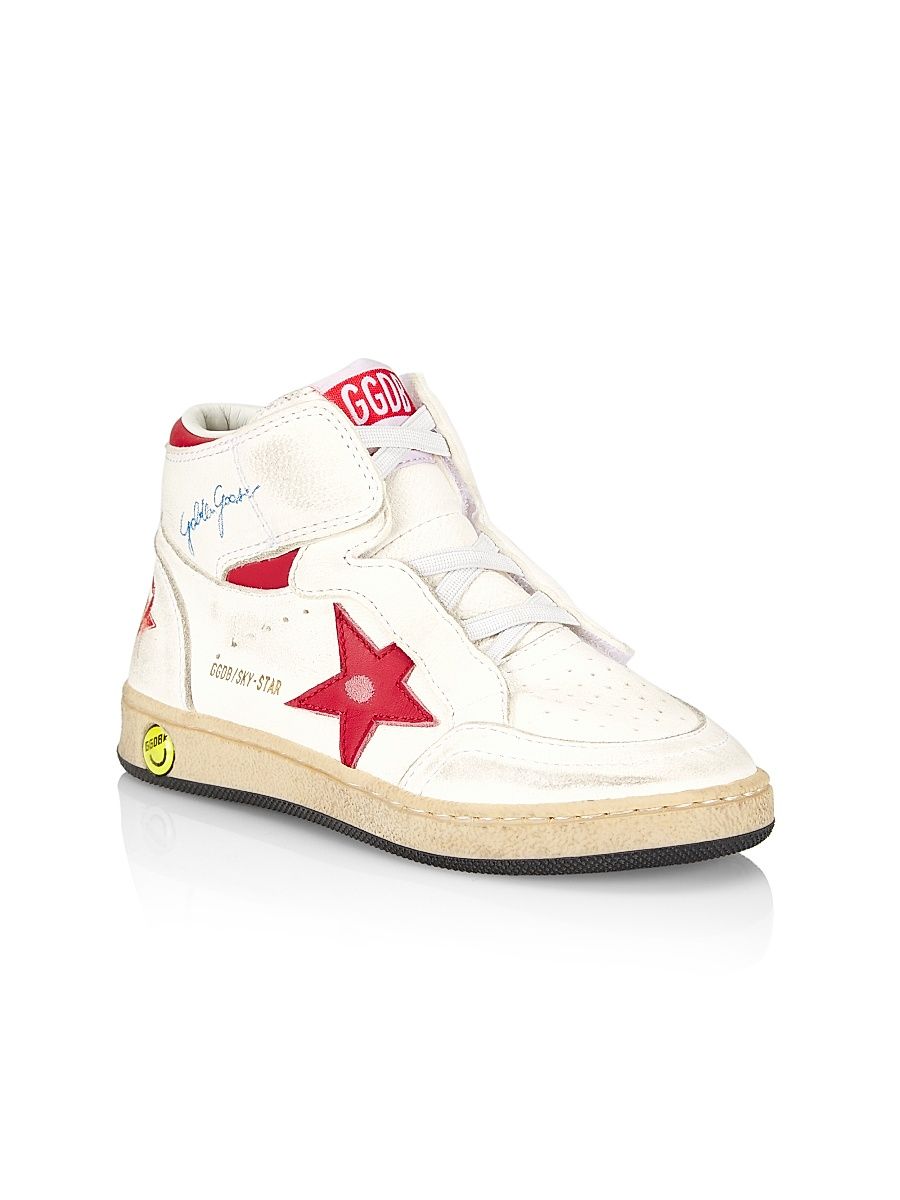 Kid's High-Top Sky Star Sneakers - White Red - Size 12 (Child)