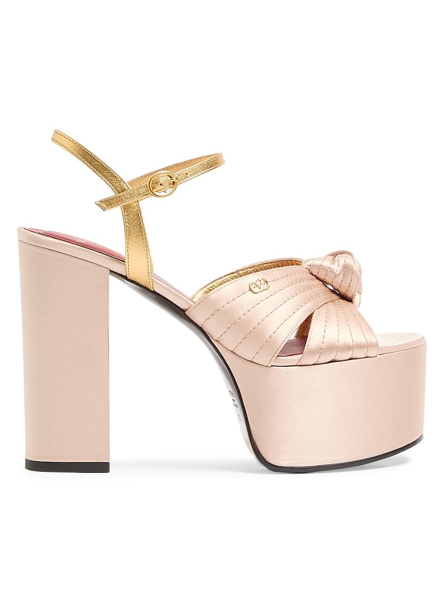 Women's Sandals with 125MM Crasher Platform in Satin - Skin Crystal - Size 12