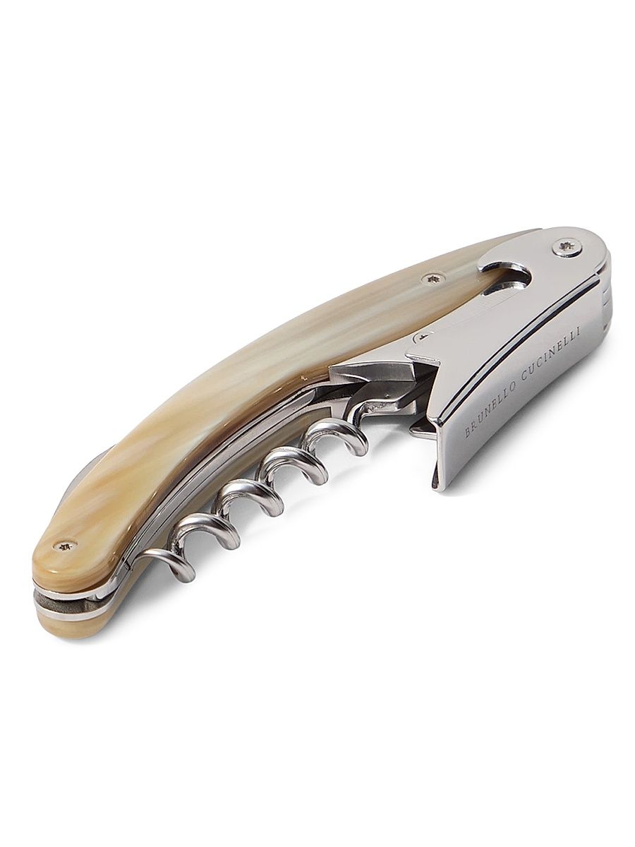 Buffalo Horn and Steel Corkscrew - Natural Horn