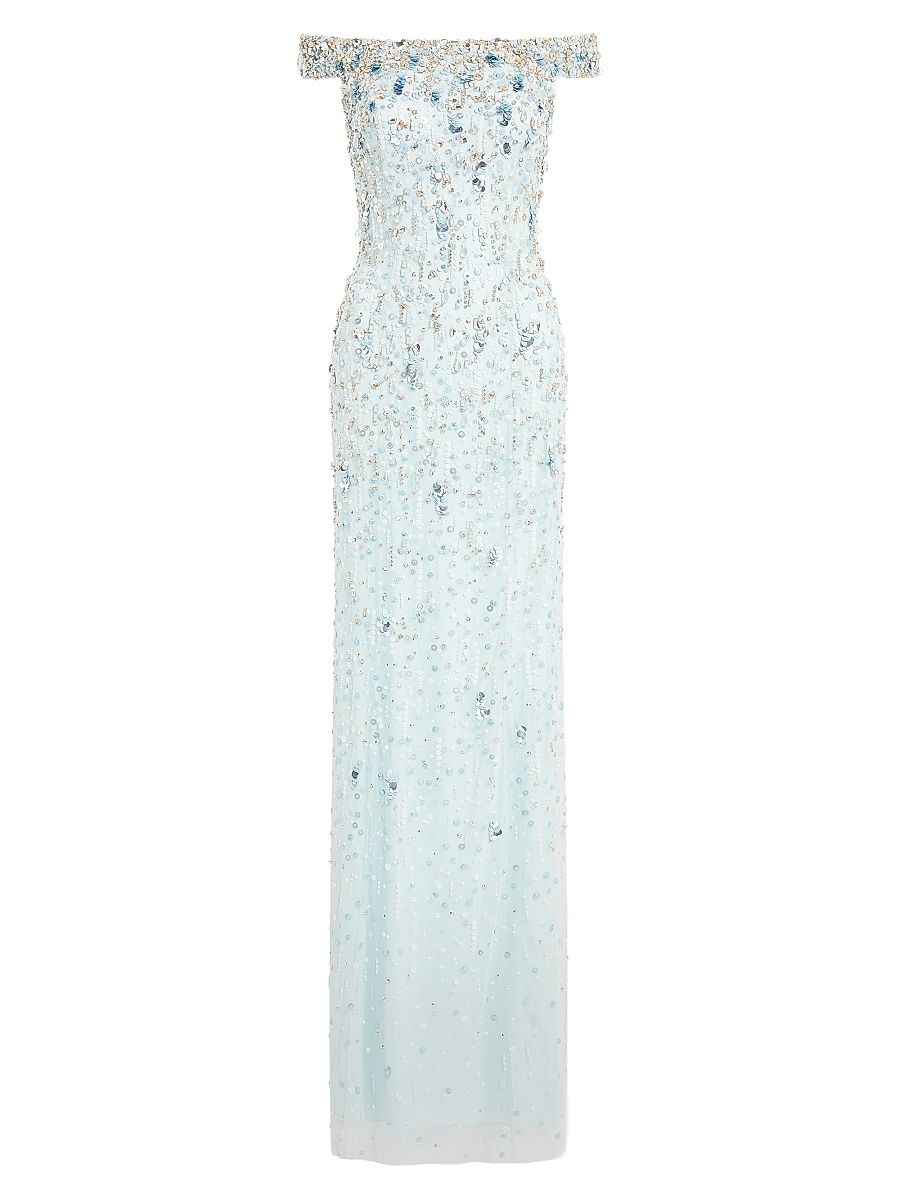 Women's Jessie Embellished Off-the-Shoulder Gown - Alice Blue - Size 8