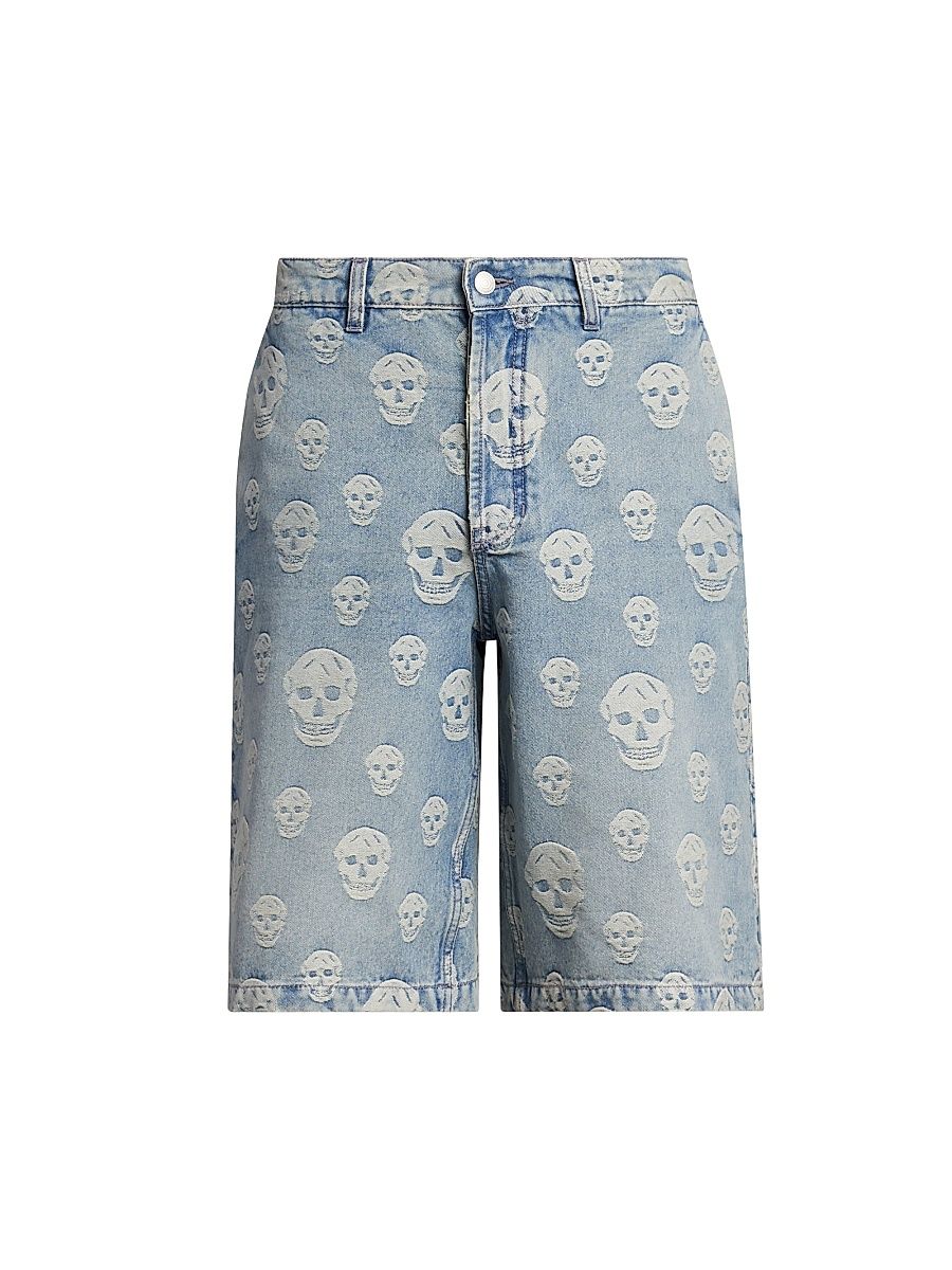 Men's Skull Sailor Denim Shorts - Blue Washed - Size 40