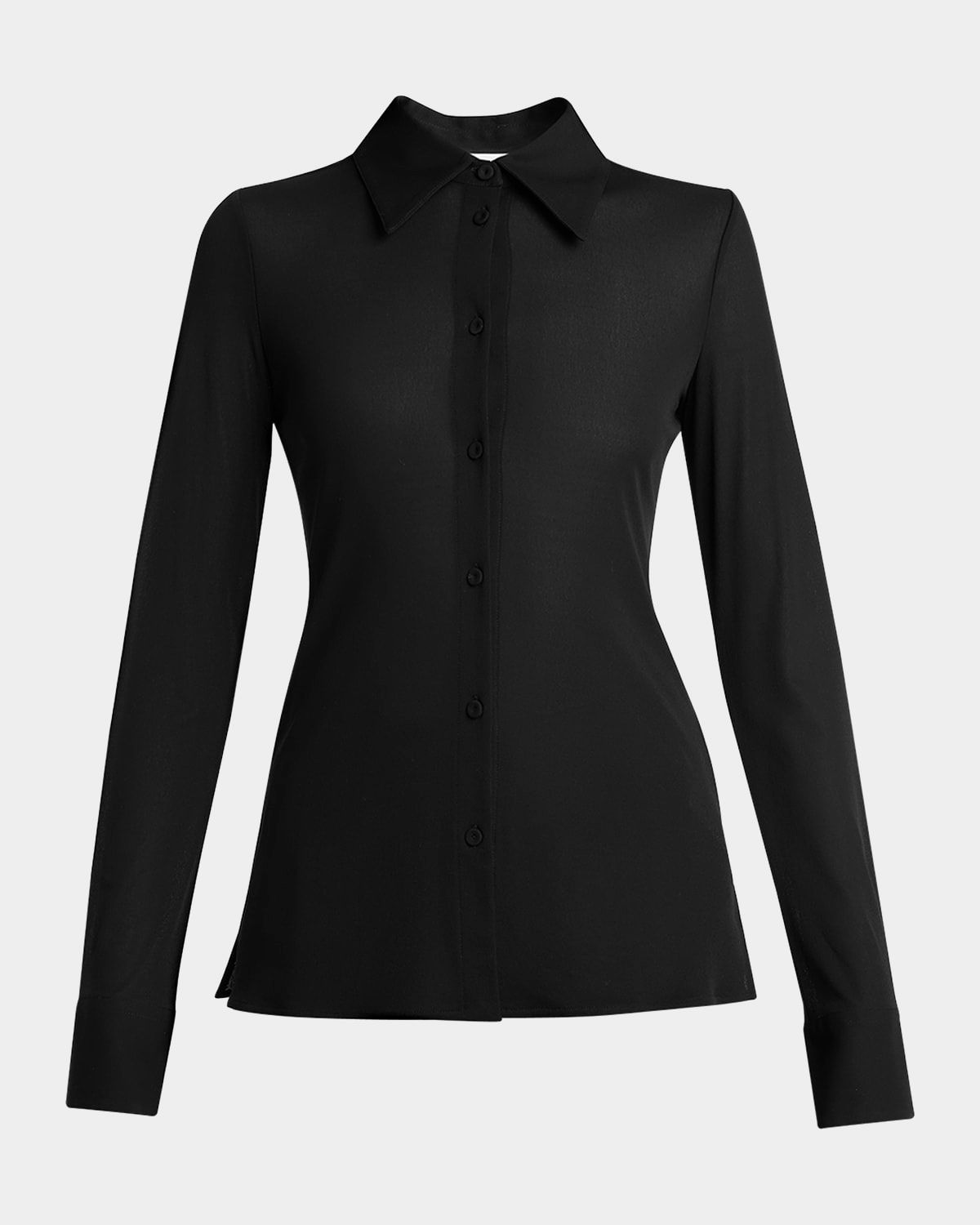 Long-Sleeve Silk Chiffon Shirt