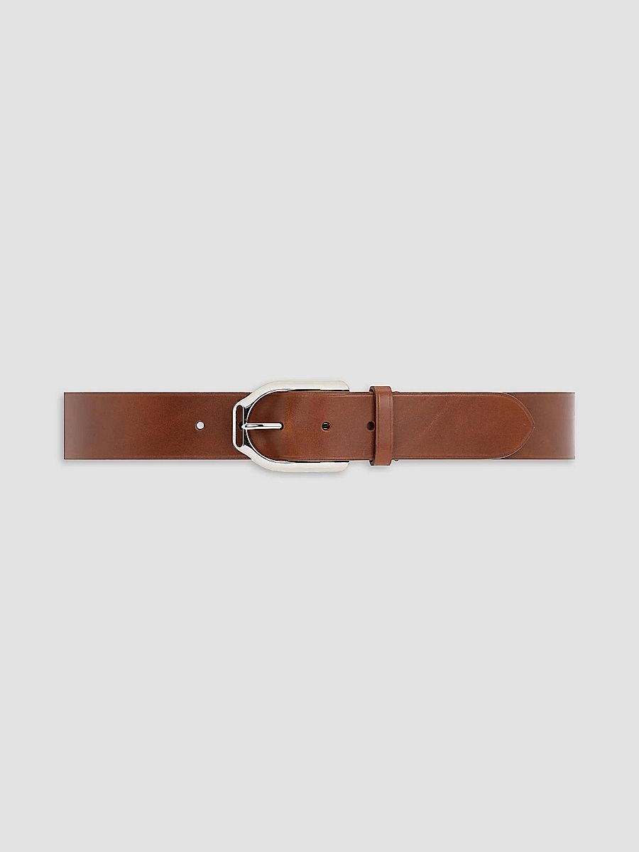 Ralph Lauren Purple Label Men's Vachetta Leather Belt - Tan Silver - Size 42