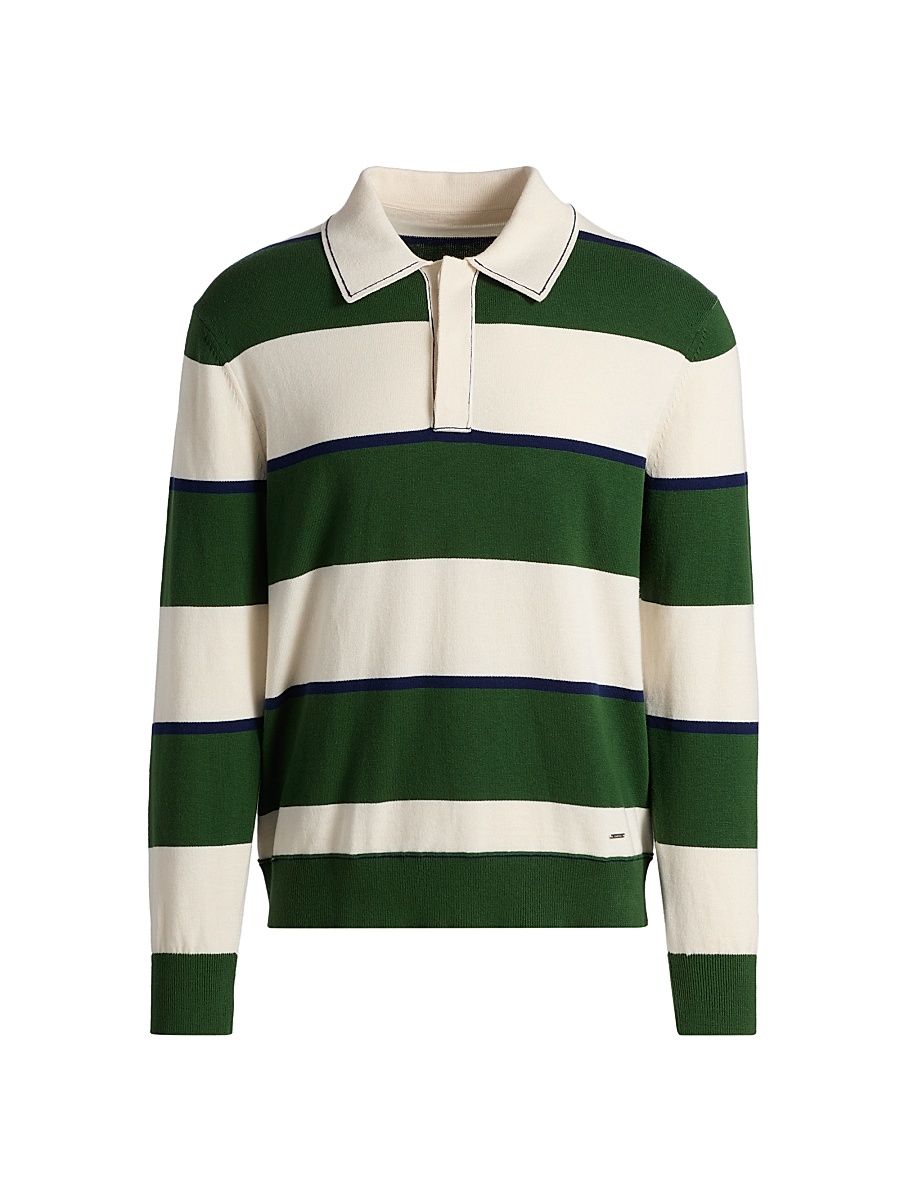 Men's Louis Cotton-Cashmere Rugby Shirt - Serrano Rugby Stripe - Size XL