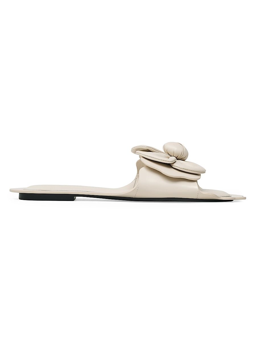 Women's The Daisy Flower-Appliqué Leather Sandals - Cloud White - Size 10