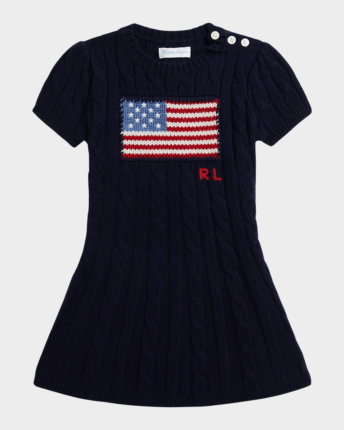 Girl & apos;s American Flag Cashmere Cable Knit Dress