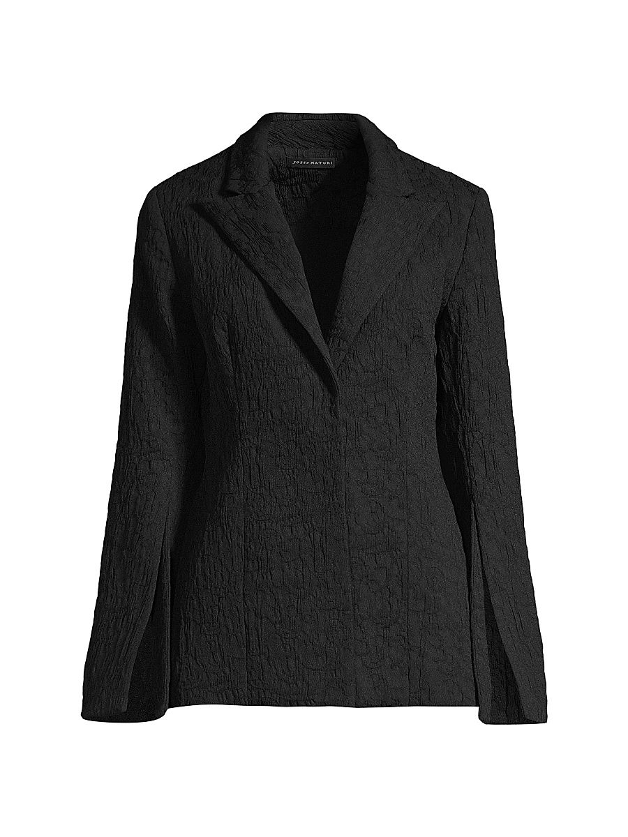 Josie Natori Women's Textured Split Sleeve Blazer - Black - Size 4