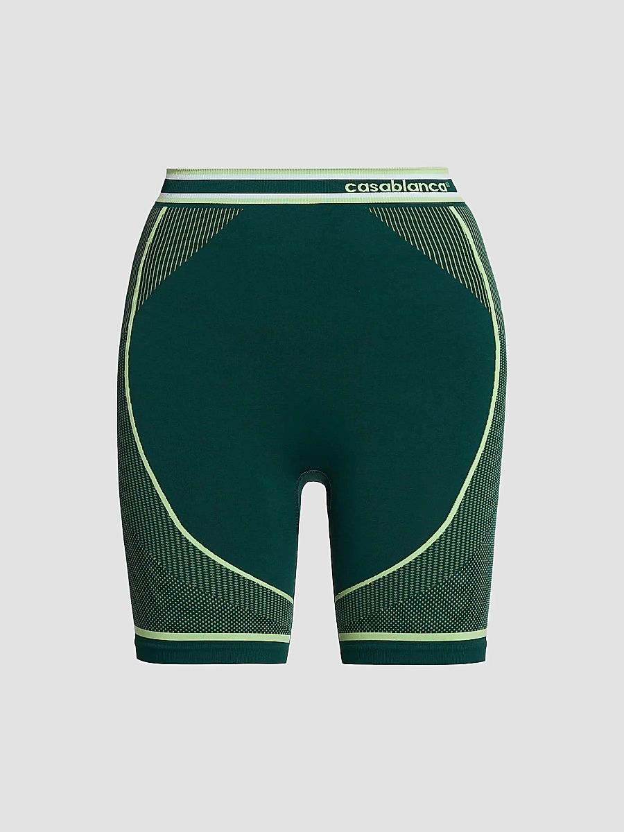 Women's Logo-Print Seamless Cycling Shorts - Green - Size Large