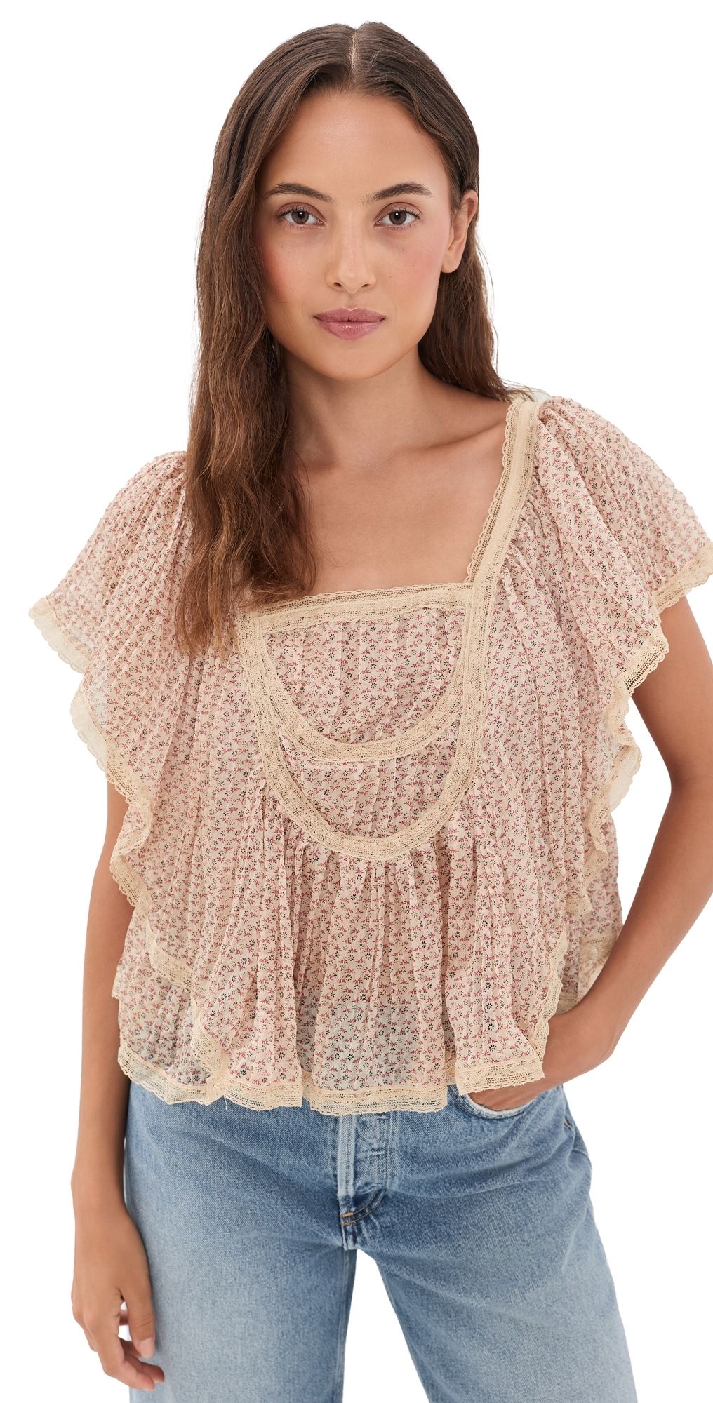 Free People Clara Top Eggnog Combo M