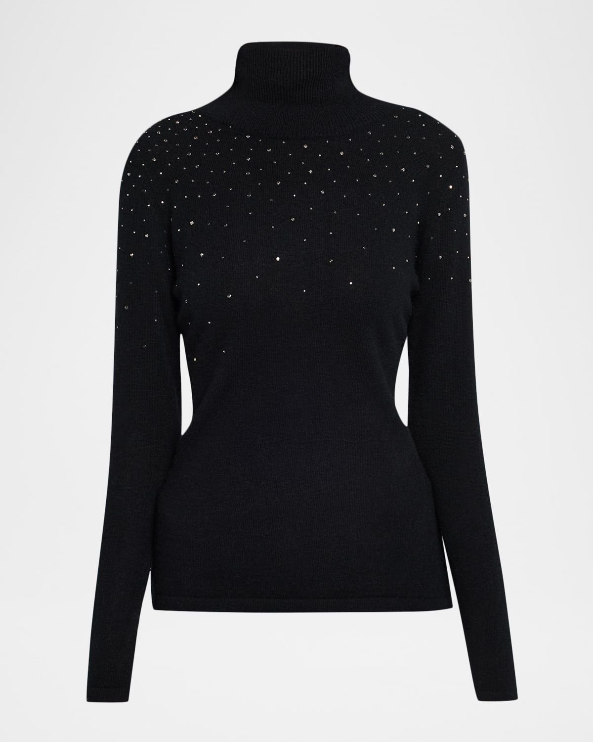 Cashmere Rhinestone Turtleneck Sweater
