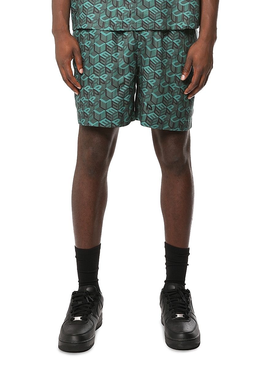 Men's Resort Monogram Elasticized Shorts - Green - Size XXL