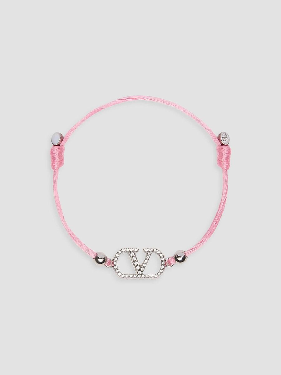 Valentino Women's VLogo Signature Cotton Bracelet - Pink Crystal