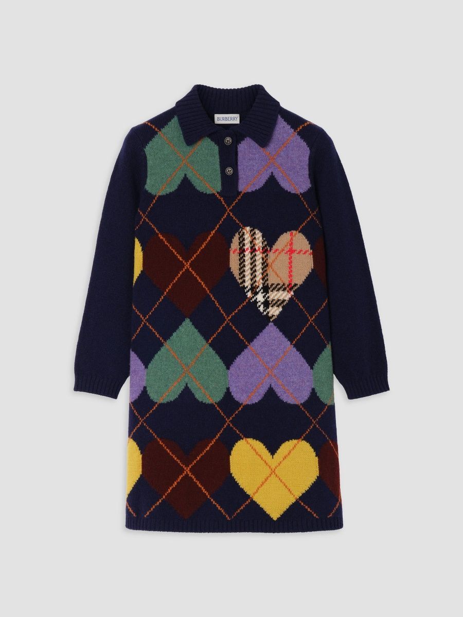 Burberry Girl's Little Girl's & Girl's Heart Argyle Wool Sweater Dress - Bugle Blue - Size 8