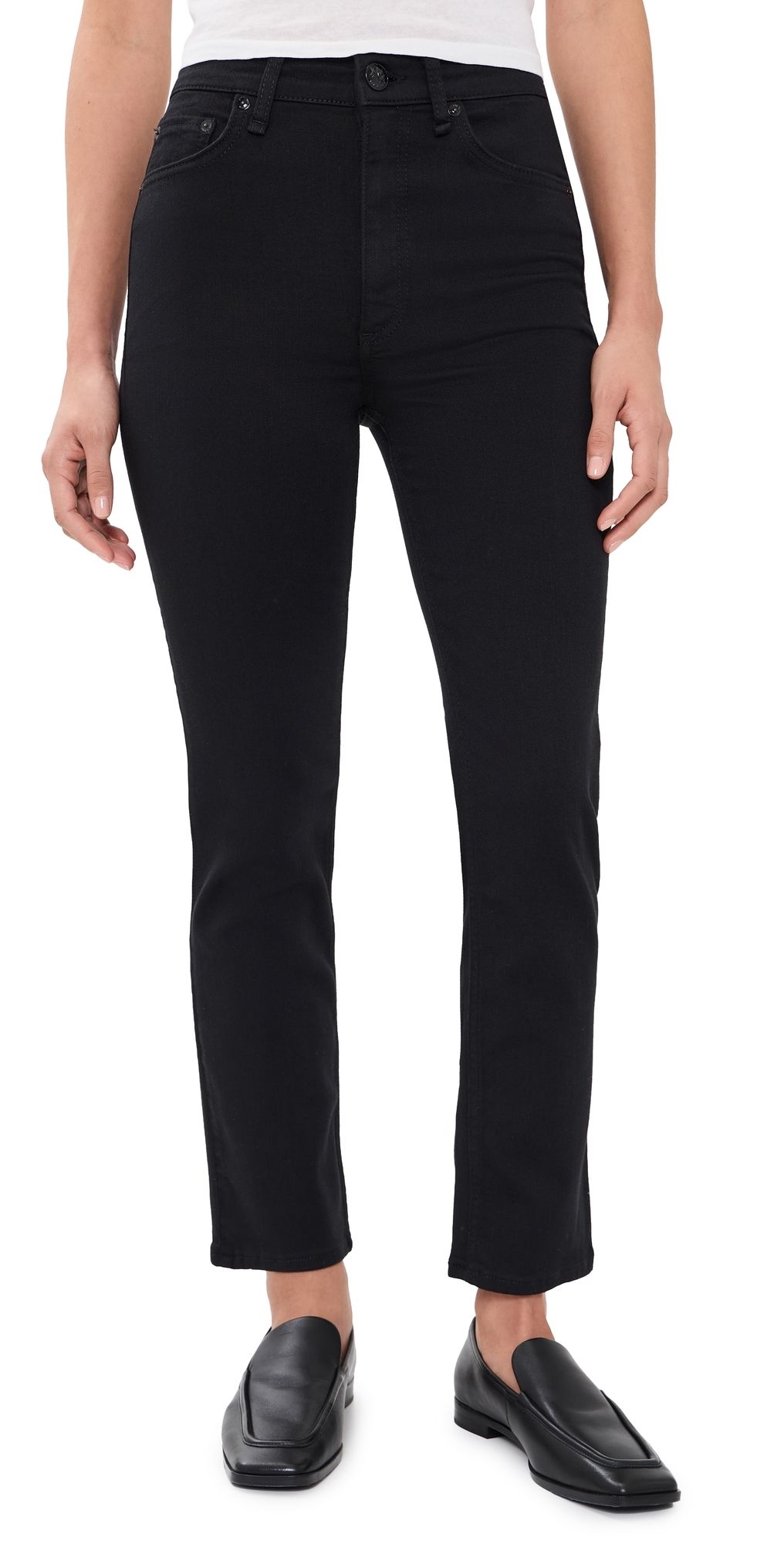 rag & bone Flexi Wren High-Rise Ankle Slim Jeans Black 26