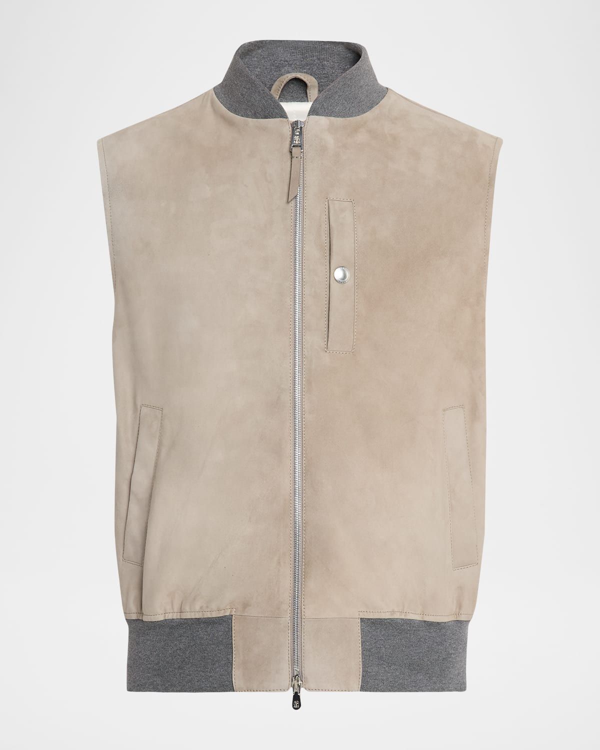 Men & apos;s Ribbed-Trim Leather Vest