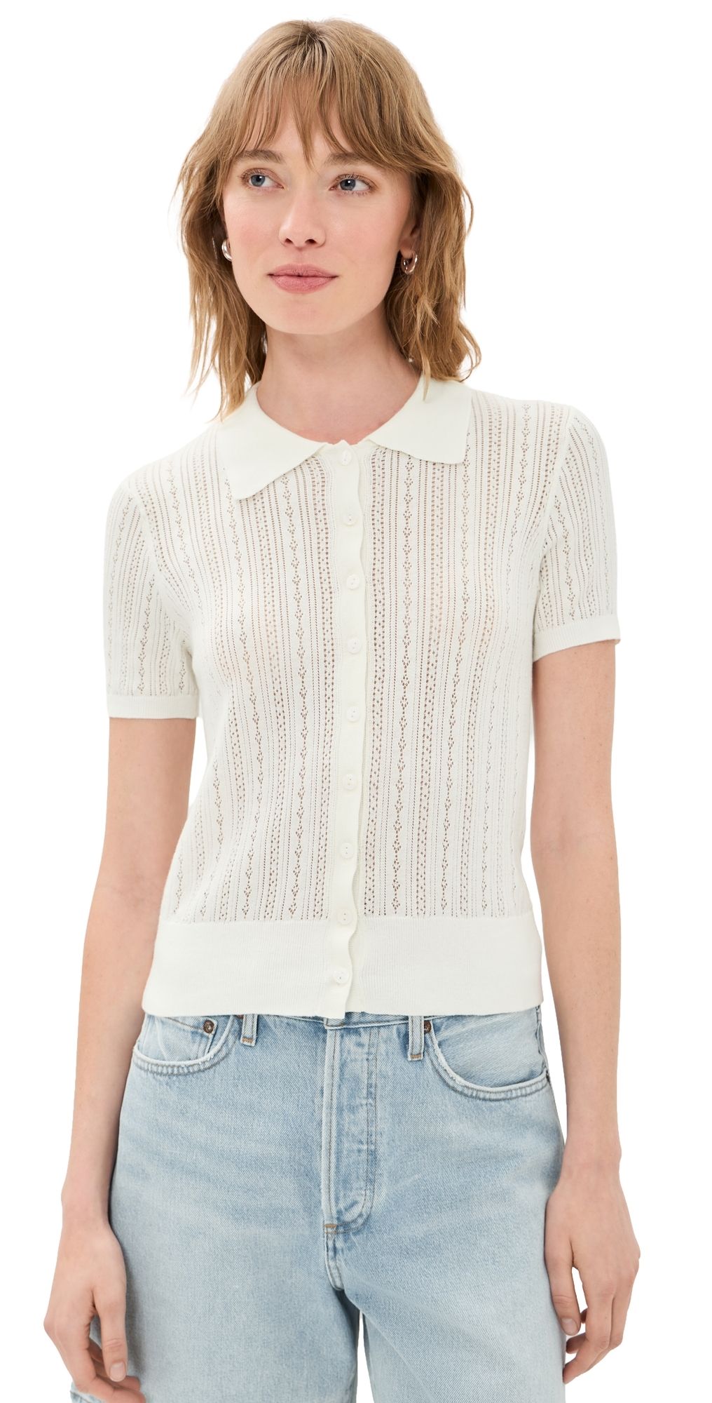 Joe's Jeans The Davey Pointelle Cardigan​ Ecru S