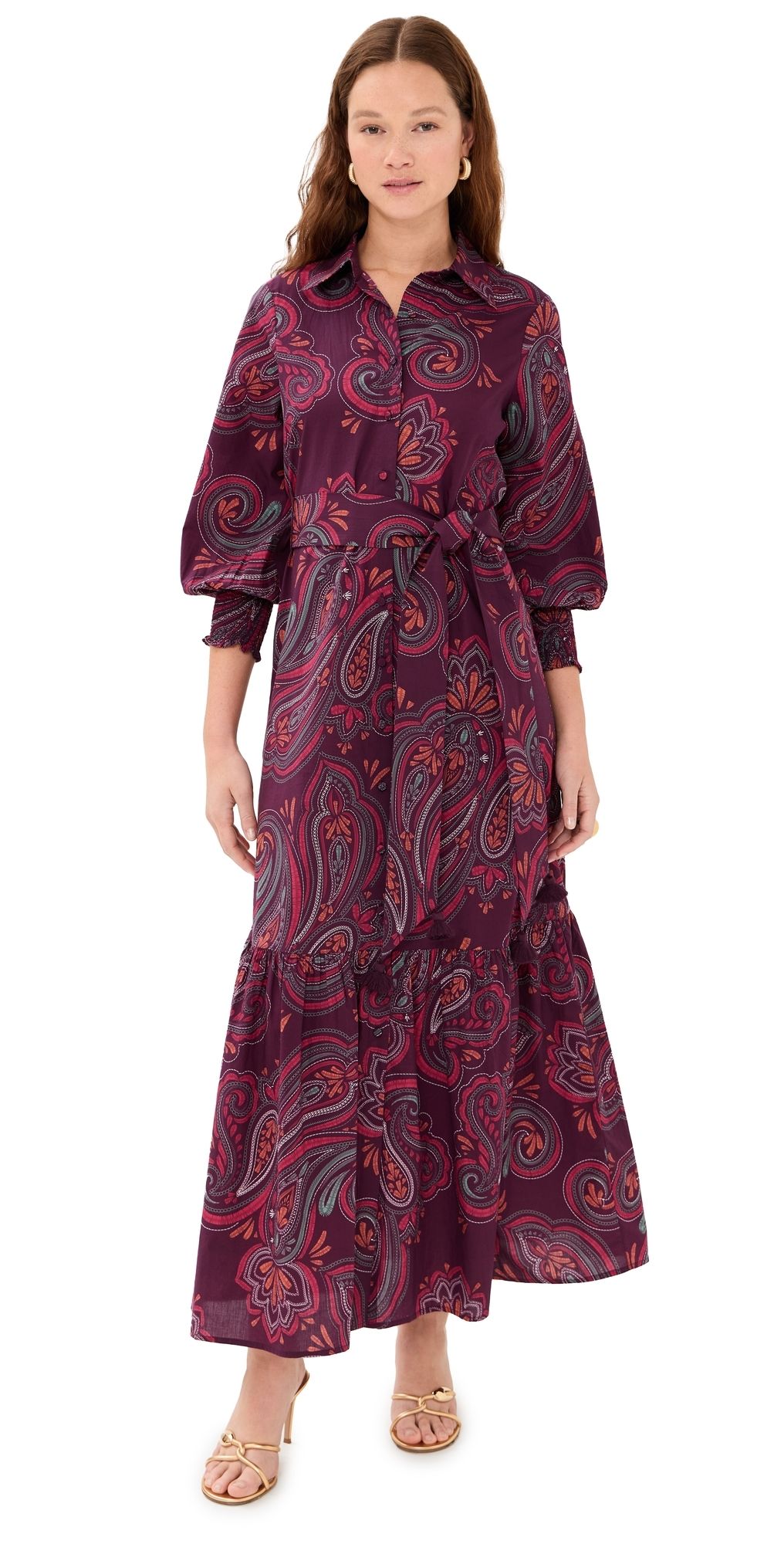 Figue Indiana Dress Cascading Paisley Mulberry M