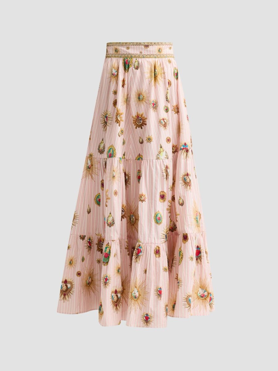 Camilla Women's High Waisted Tiered Skirt - Pink - Size XS