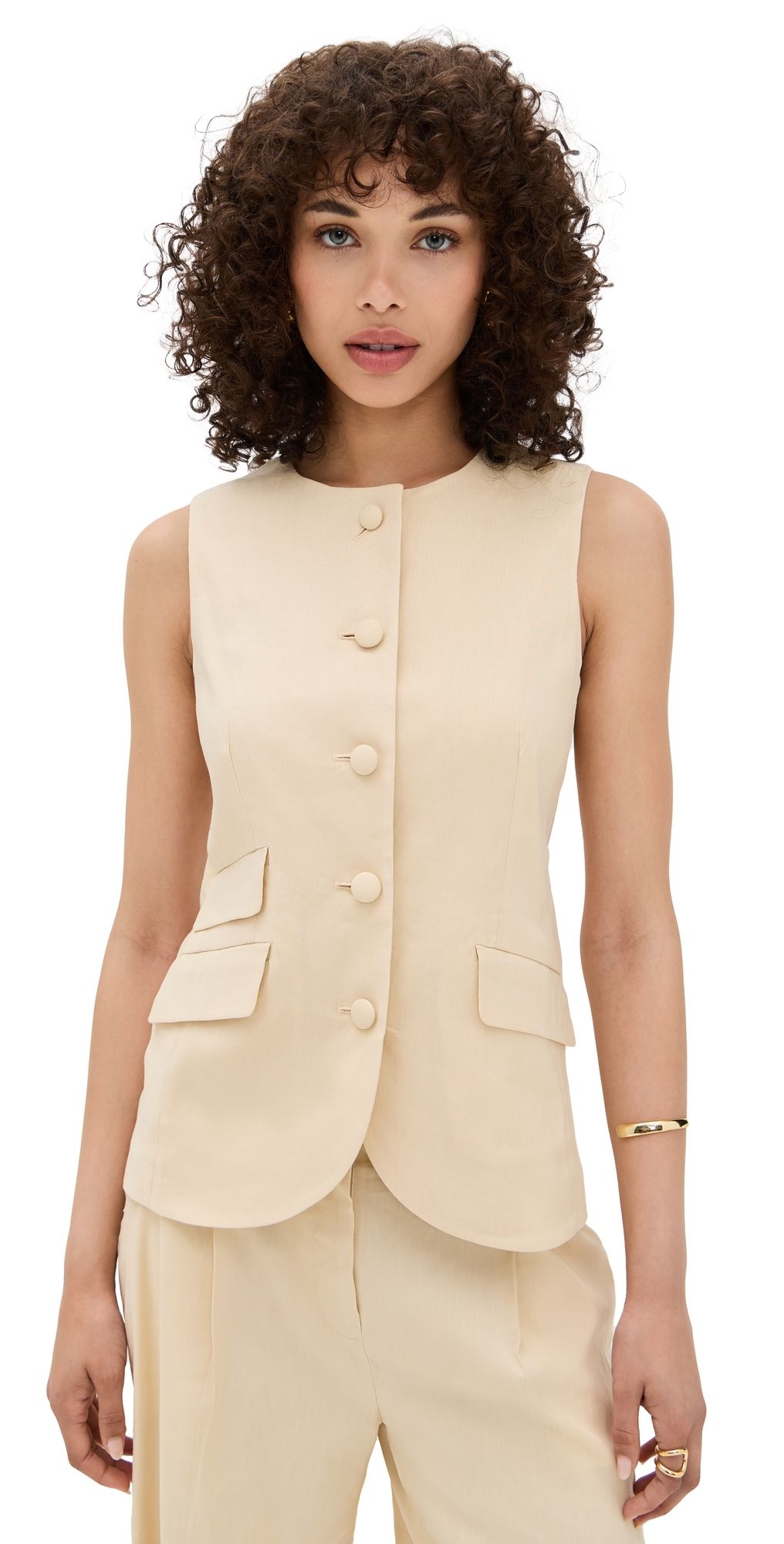 rag & bone Slade Crew Linen Vest Light Tan 8