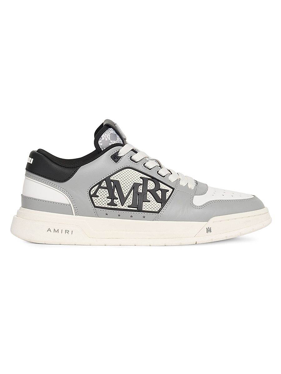 Men's Classic Logo Colorblocked Leather Low-Top Sneakers - Grey - Size 10